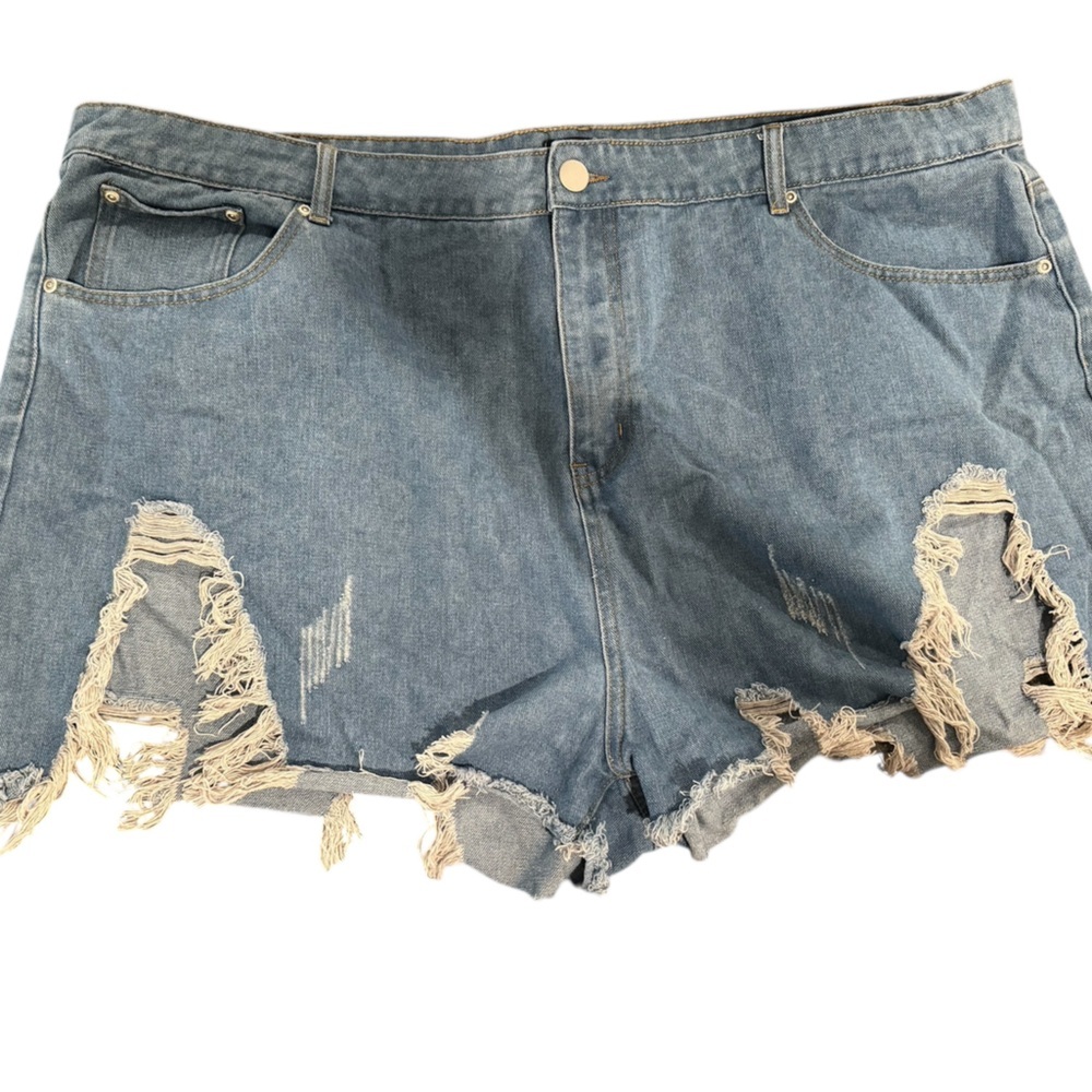 PrettyLittleThing Blue Distressed Jean Shorts
